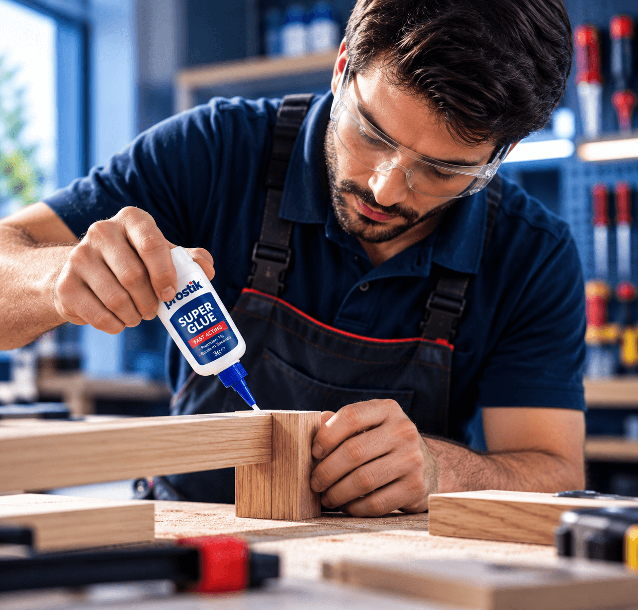 Applying adhesive to a wooden joint