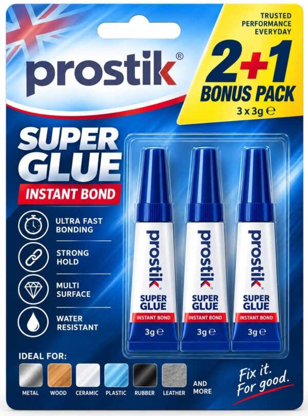 Prostik Super Glue Instant Bond 2+1 Bonus Pack