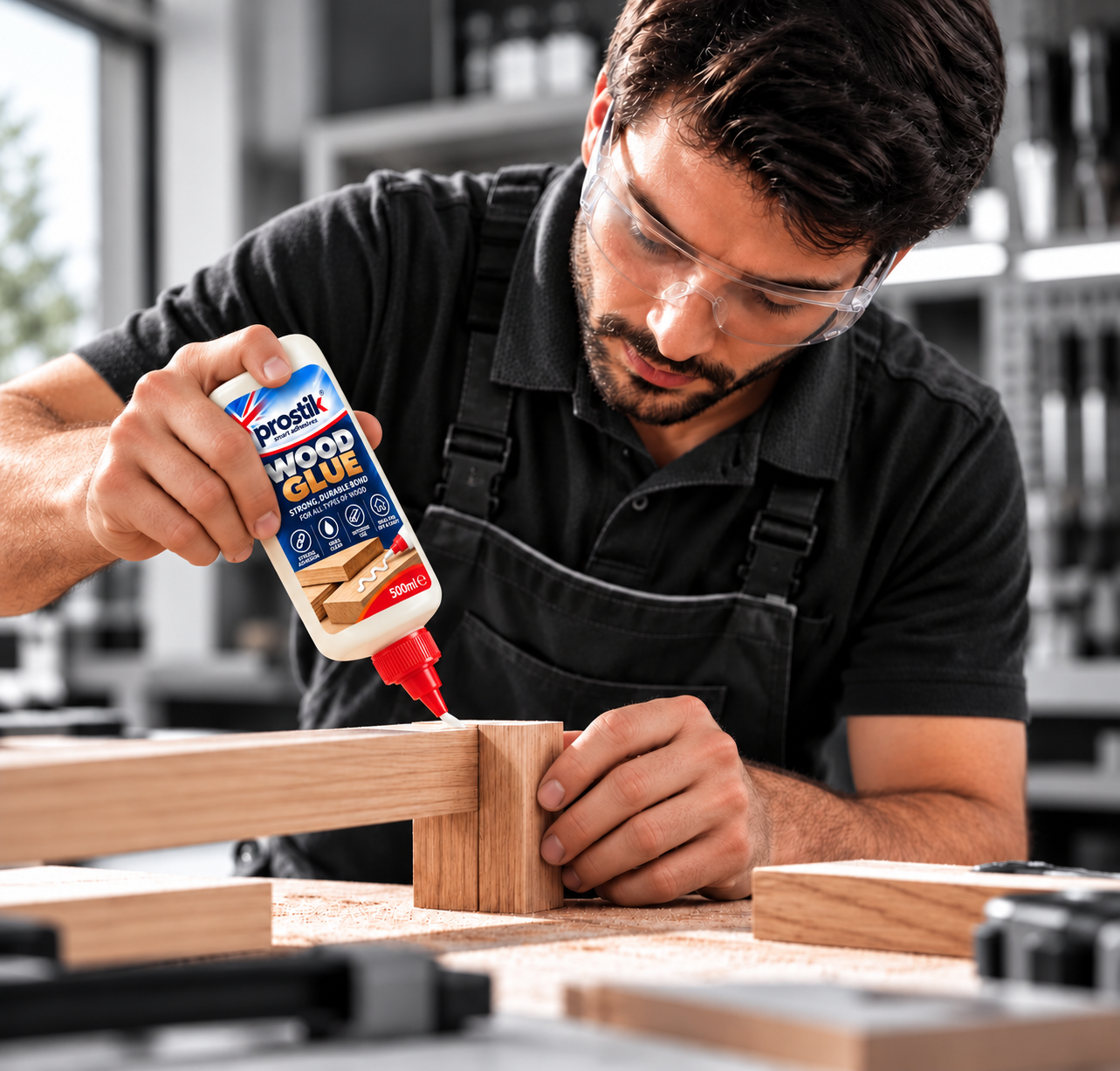 Applying adhesive to a wooden joint